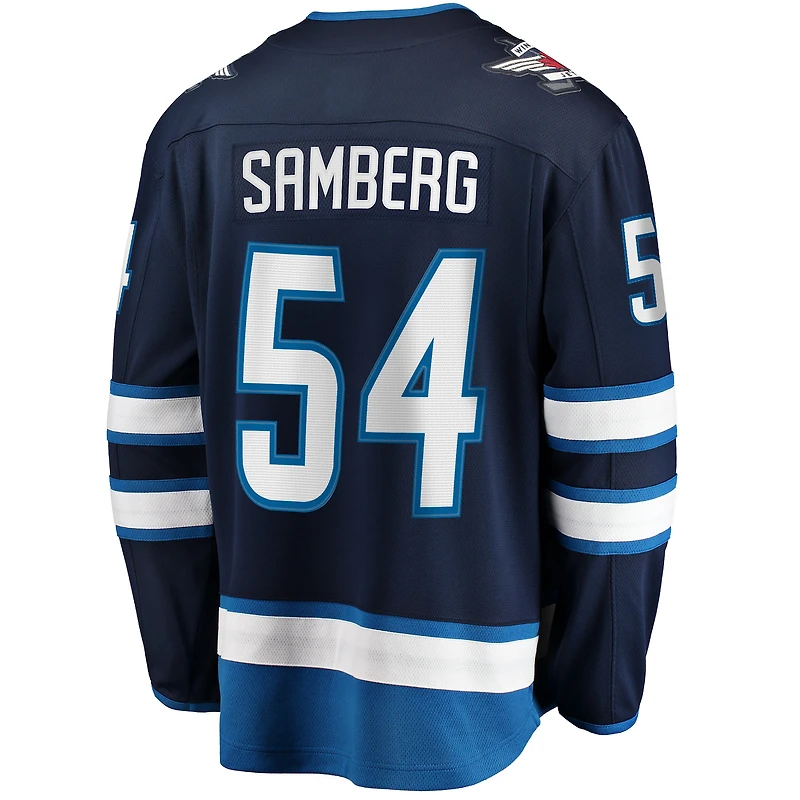 Fanatics pour hommes Dylan Samberg Navy Winnipeg Jets Joueur échappé à domicile - Maillot