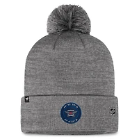 Bonnet en tricot à revers de glace Authentic Pro Home Fanatics gris des Jets de Winnipeg pour hommes avec pompon