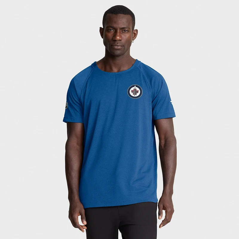 T-shirt raglan authentique Pro Rink bleu chiné Fanatics pour homme des Jets de Winnipeg