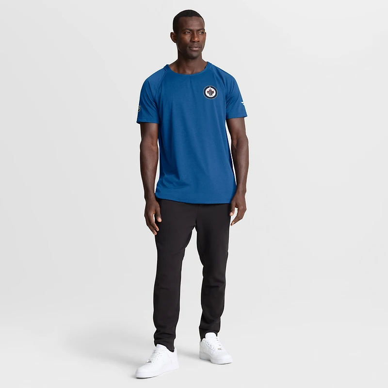 Men's Fanatics Heather Blue Winnipeg Jets Authentic Pro Rink Raglan Performance T-Shirt