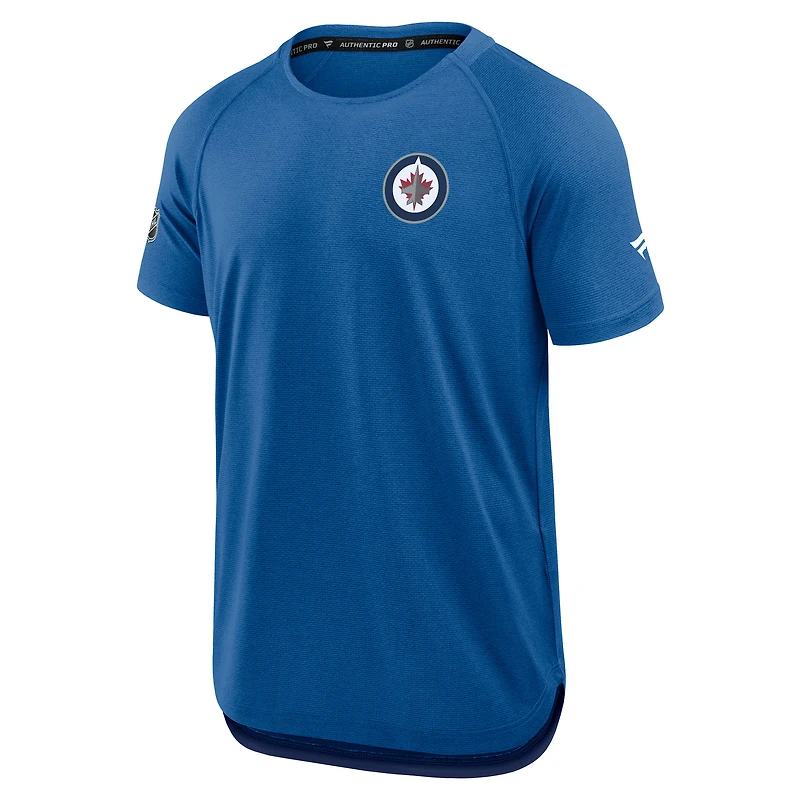 Men's Fanatics Heather Blue Winnipeg Jets Authentic Pro Rink Raglan Performance T-Shirt