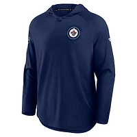 Men's Fanatics Heather Navy Winnipeg Jets Authentic Pro Rink Raglan Pullover Hoodie
