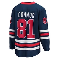 Maillot Fanatics Kyle Connor bleu marine des Jets de Winnipeg pour hommes