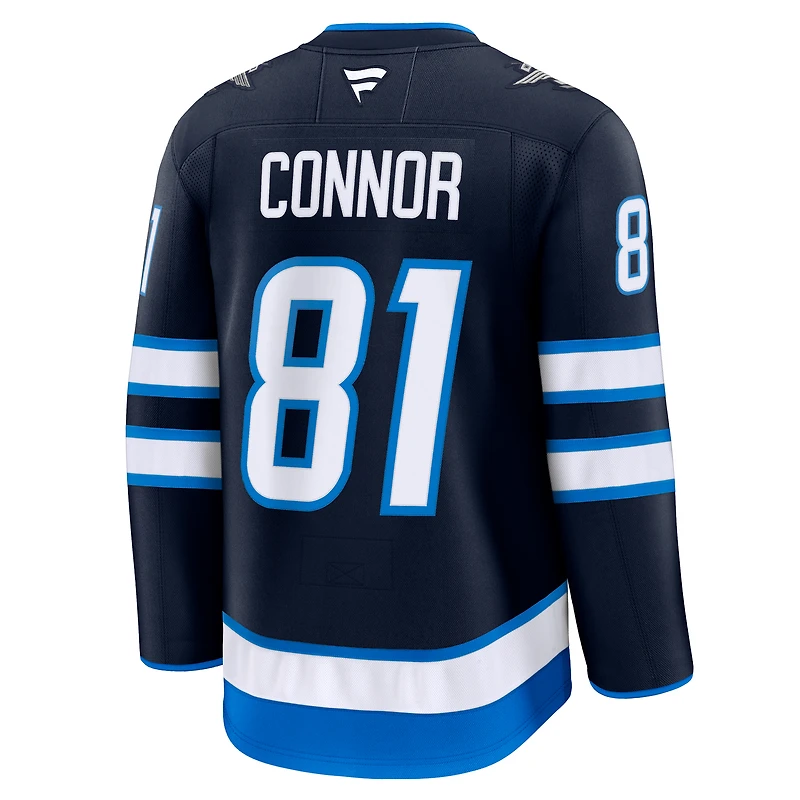 Maillot de joueur à domicile Premium bleu marine Kyle Connor Winnipeg Jets pour hommes Fanatics