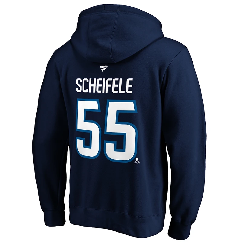 Fanatics Branded Mark Scheifele Navy Winnipeg Jets Nom et numéro du joueur authentique Stack - Chandail à capuchon