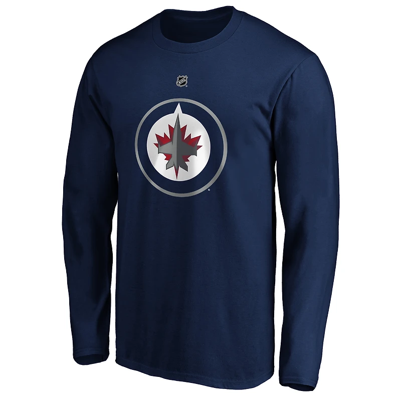 Men's Fanatics Mark Scheifele Navy Winnipeg Jets Authentic Stack Name & Number - Long Sleeve T-Shirt