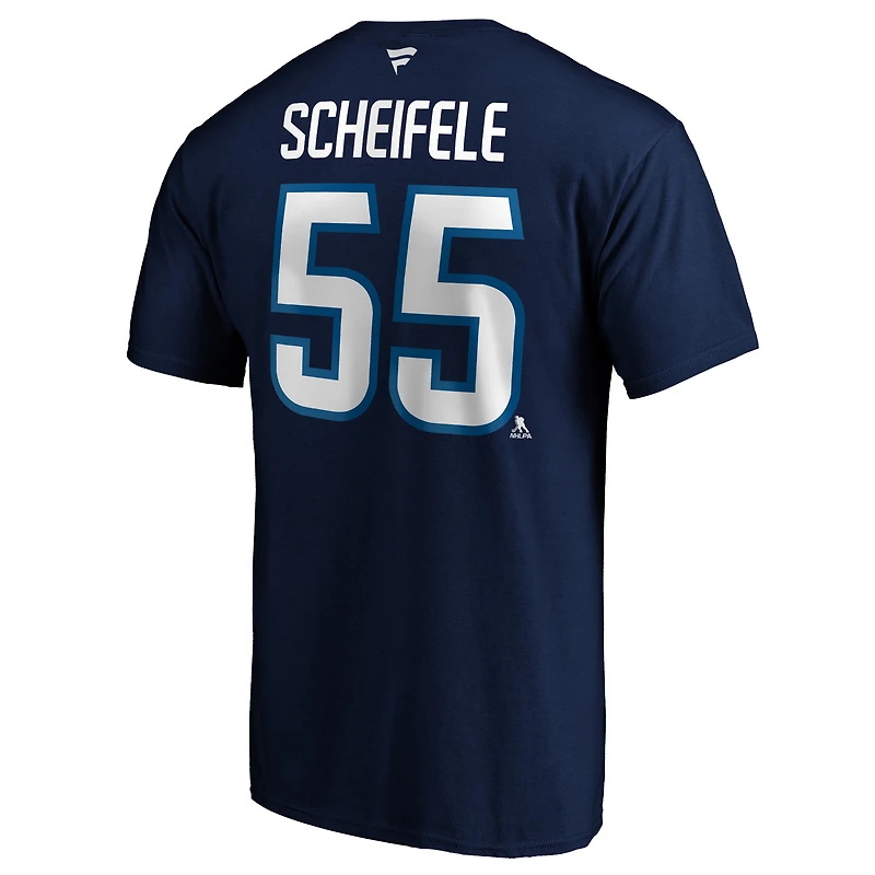 Men's Fanatics Mark Scheifele Navy Winnipeg Jets Authentic Stack Name & Number Team T-Shirt