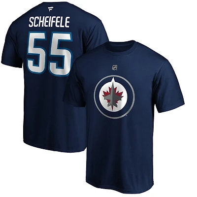 T-shirt Fanatics pour homme, bleu marine, avec nom et numéro authentiques des Jets de Winnipeg.