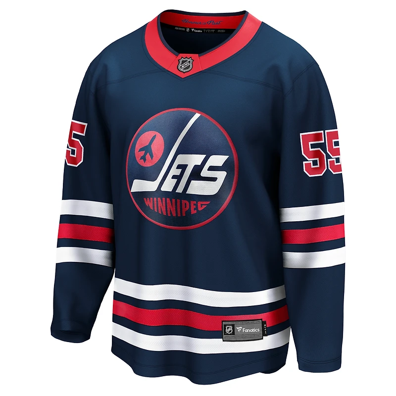 Maillot de joueur suppléant Premier Breakaway des Jets Winnipeg la marine Fanatics Mark Scheifele pour hommes