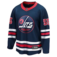 Maillot de joueur suppléant Premier Breakaway des Jets Winnipeg la marine Fanatics Mark Scheifele pour hommes
