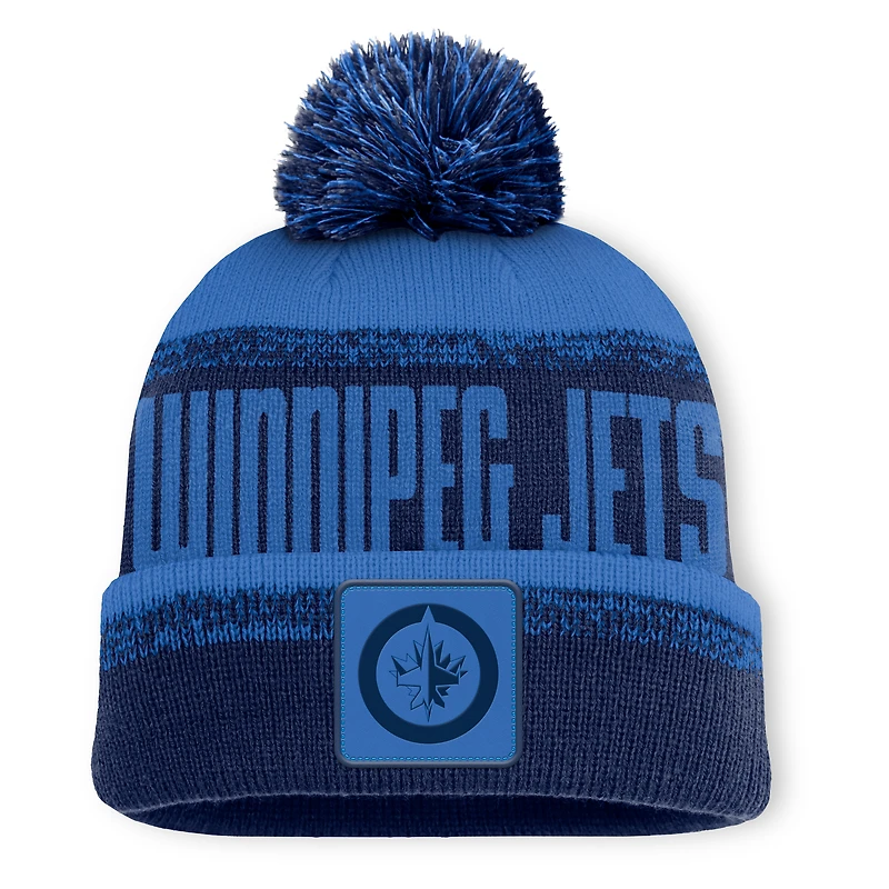 Men's Fanatics Navy/Blue Winnipeg Jets Thrive Cuffed Knit Hat with Pom