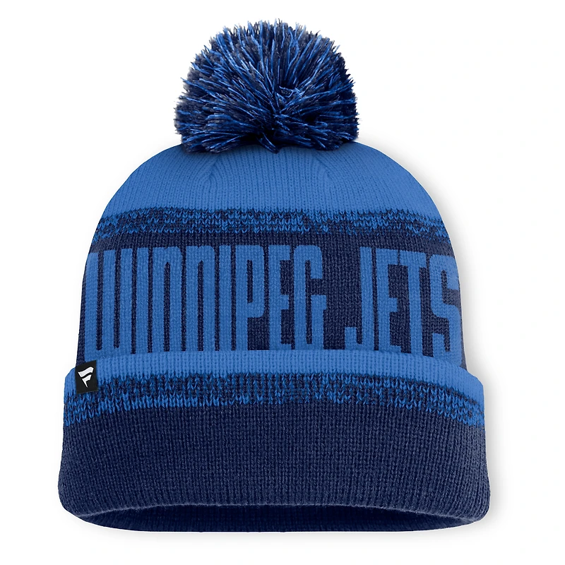 Men's Fanatics Navy/Blue Winnipeg Jets Thrive Cuffed Knit Hat with Pom