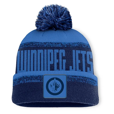 Men's Fanatics Navy/Blue Winnipeg Jets Thrive Cuffed Knit Hat with Pom