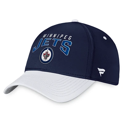 Casquette flexible bicolore fondamentale des Jets de Winnipeg Fanatics pour hommes, bleu marine/blanc