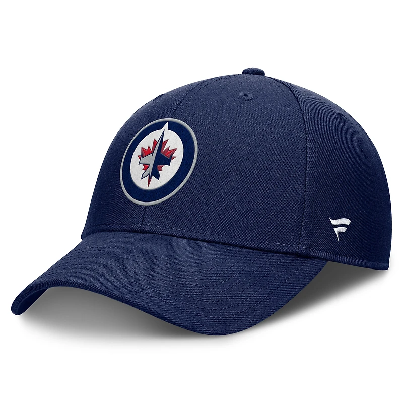 Casquette ajustable structurée Fanatics bleu marine pour homme des Jets de Winnipeg, séries éliminatoires de la Coupe Stanley 2025