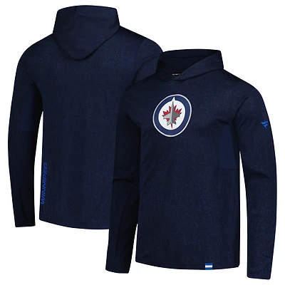 Sweat à capuche léger Authentic Pro pour homme Fanatics bleu marine Winnipeg Jets