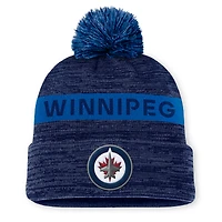 Men's Fanatics Navy Winnipeg Jets Authentic Pro Rink Cuffed Knit Hat with Pom