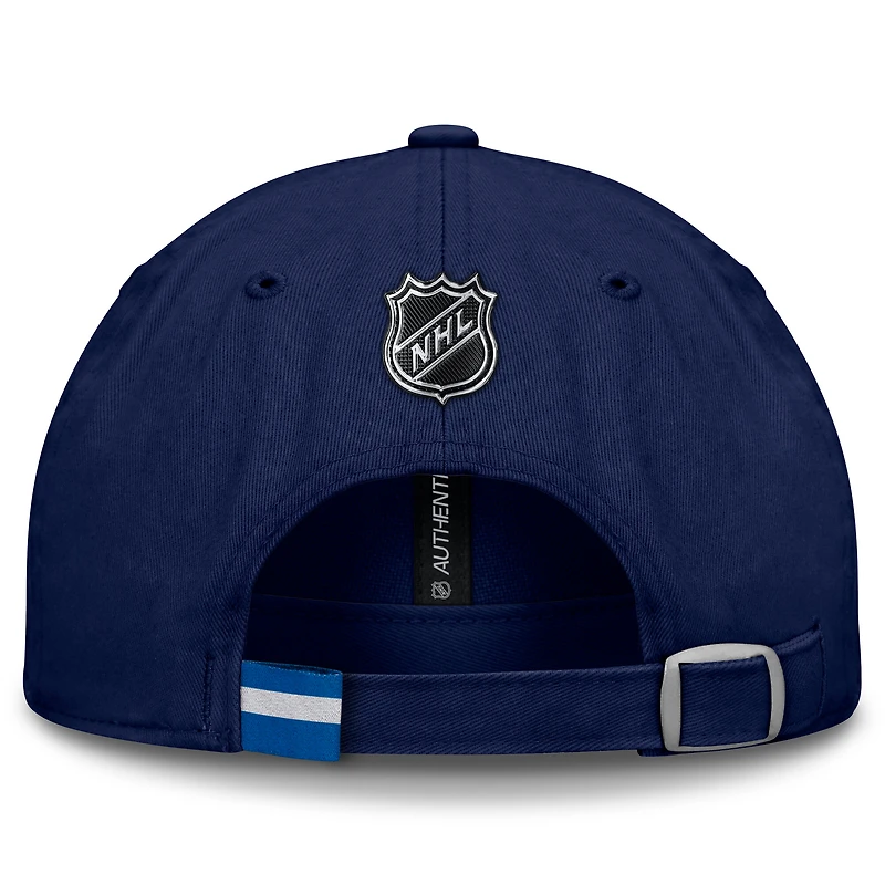 Casquette ajustable authentique Pro Rink Prime de Winnipeg Jets pour hommes de la marque Fanatics Navy
