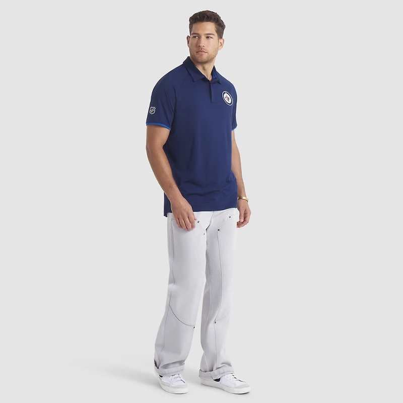 Polo raglan authentique Pro Rink bleu marine Fanatics pour homme des Jets de Winnipeg