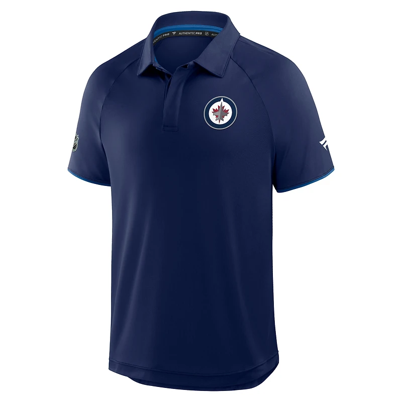 Men's Fanatics Navy Winnipeg Jets Authentic Pro Rink Raglan Polo