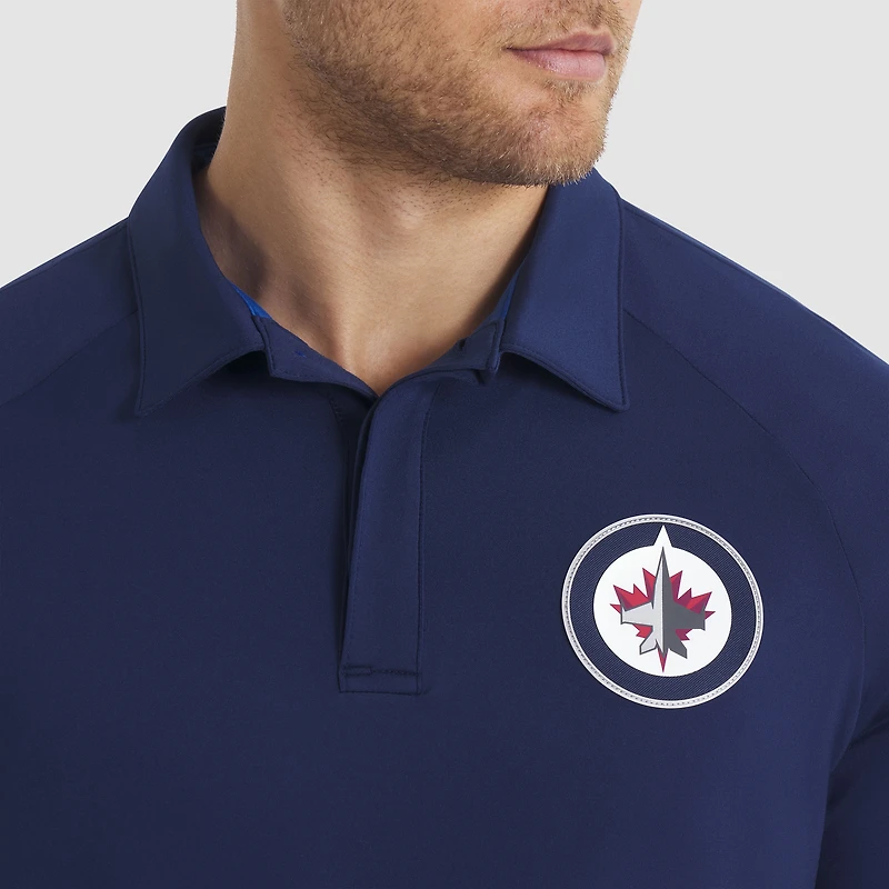 Men's Fanatics Navy Winnipeg Jets Authentic Pro Rink Raglan Polo