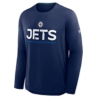 T-shirt à manches longues Fanatics bleu marine authentique des Jets de Winnipeg pour homme