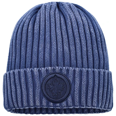 Bonnet en tricot à revers Authentic Pro Road pour hommes Fanatics bleu marine des Winnipeg Jets