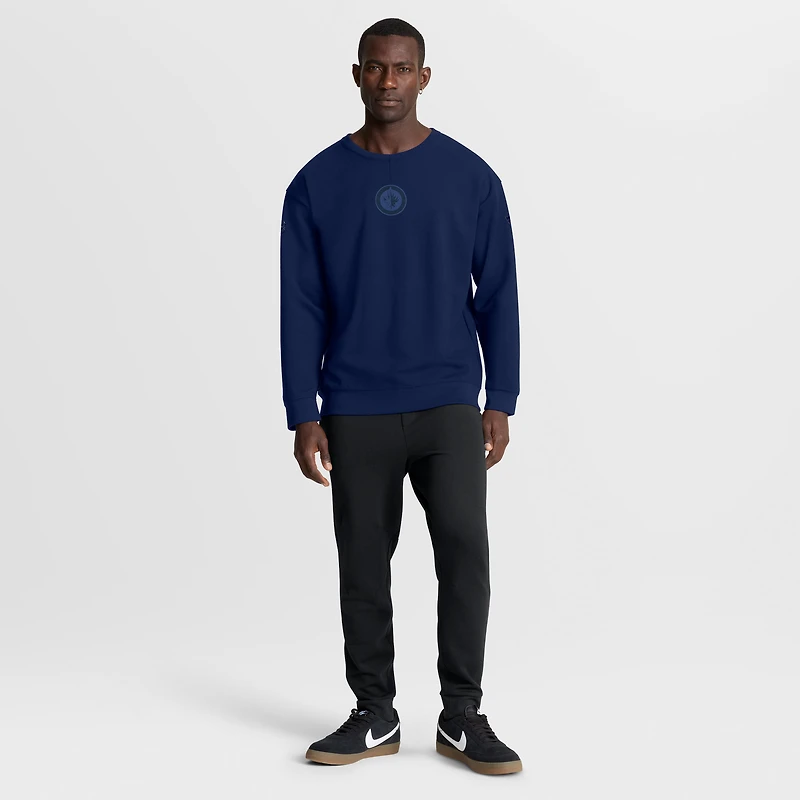 Men's Fanatics Navy Winnipeg Jets Authentic Pro Road Tri-Blend Sweatshirt