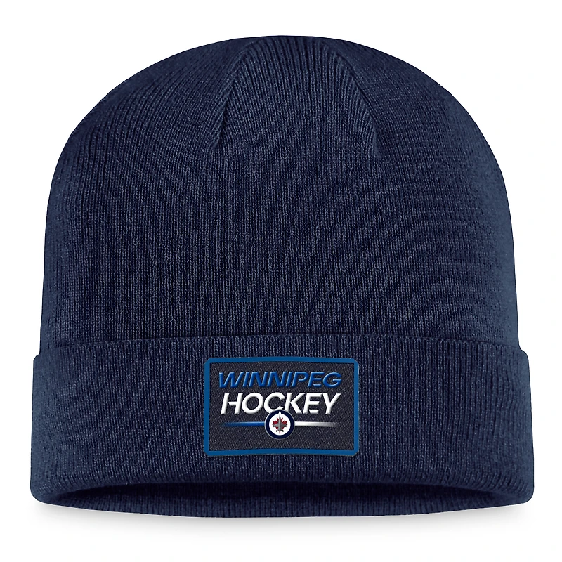 Bonnet à revers bleu marine des Jets de Winnipeg pour homme (Fanatics)