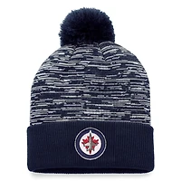Men's Fanatics Navy Winnipeg Jets Defender Cuffed Knit Hat with Pom