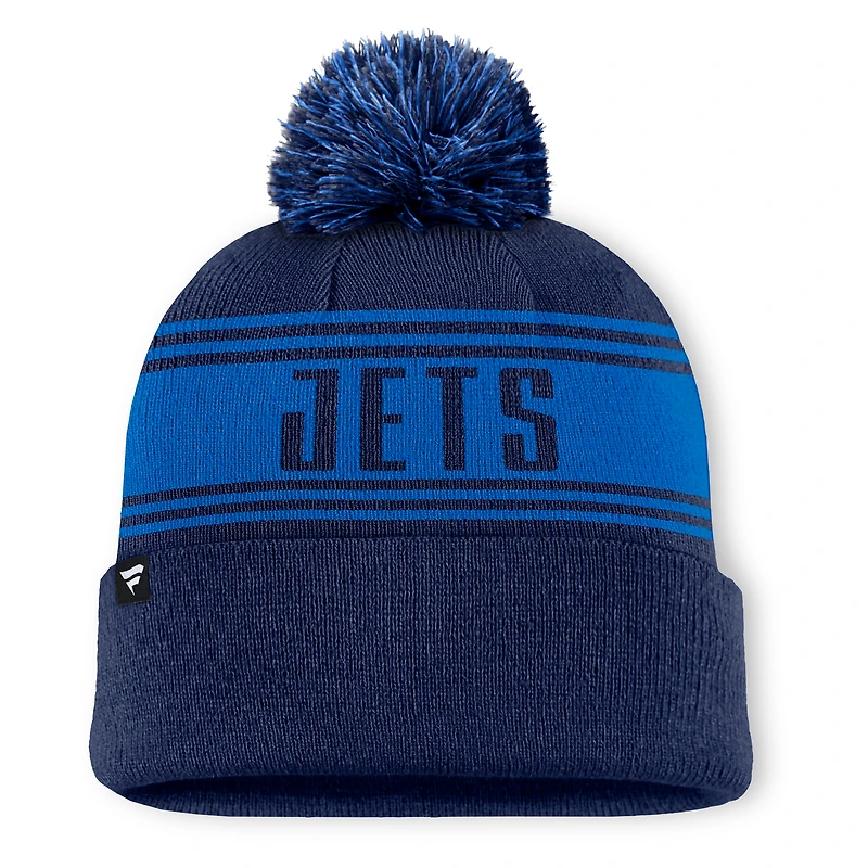 Bonnet en tricot bleu marine Enforcer de Winnipeg Jets avec pompon pour homme