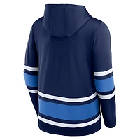 Chandail à capuchon lacets fondamental des Jets de Winnipeg Fanatics pour hommes, bleu marine
