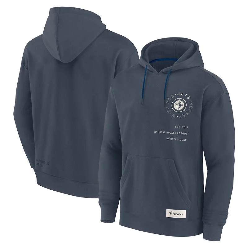 Sweat à capuche Fanatics bleu marine pour homme, imprimé Future Ground Info des Jets de Winnipeg