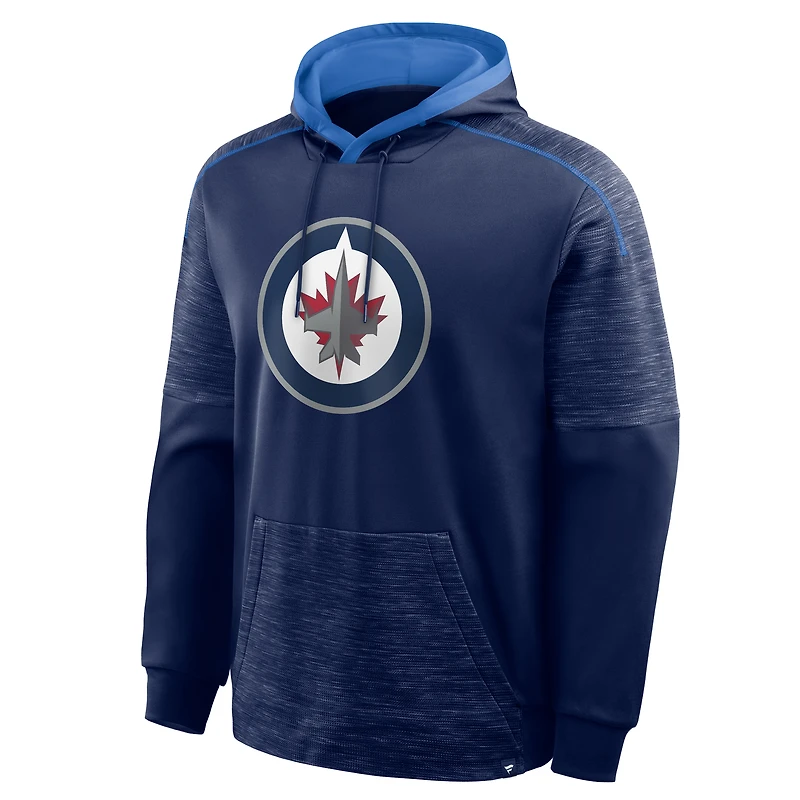 Sweat à capuche Fanatics bleu marine pour homme, gardien de but et défenseur des Jets Winnipeg