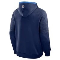Sweat à capuche Fanatics bleu marine pour homme, gardien de but et défenseur des Jets Winnipeg