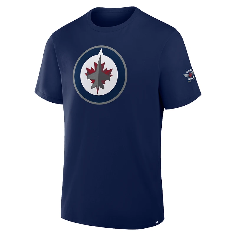 Men's Fanatics Navy Winnipeg Jets Hat Trick T-Shirt