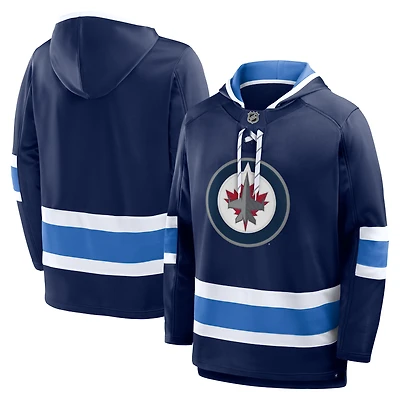 Sweat à capuche en polaire Prime Time bleu marine Fanatics pour homme des Winnipeg Jets