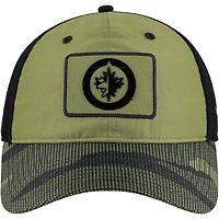 Men's Fanatics  Olive Winnipeg Jets Military Appreciation Trucker Adjustable Hat
