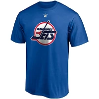 Fanatics pour hommes de marque Teemu Selanne Royal Winnipeg Jets Authentic Stack Retired Player Name & Number - T-shirt