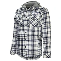 Men's G-III Sports by Carl Banks Navy Winnipeg Jets Pickoff Plaid Fleece Shirt Jacket Hoodie