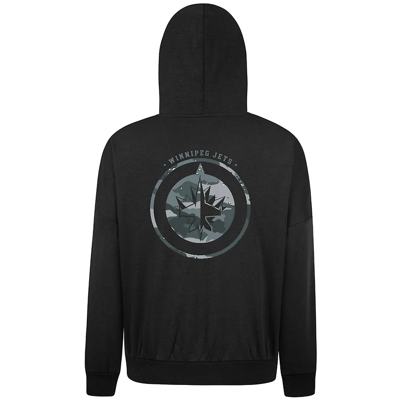 Sweat à capuche oversize noir Levelwear Winnipeg Jets Contact pour homme
