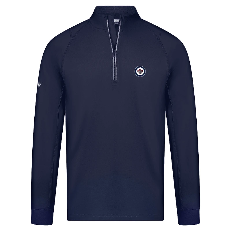 Men's Levelwear Navy Winnipeg Jets Theory Insignia Core Raglan Quarter-Zip Pullover Top