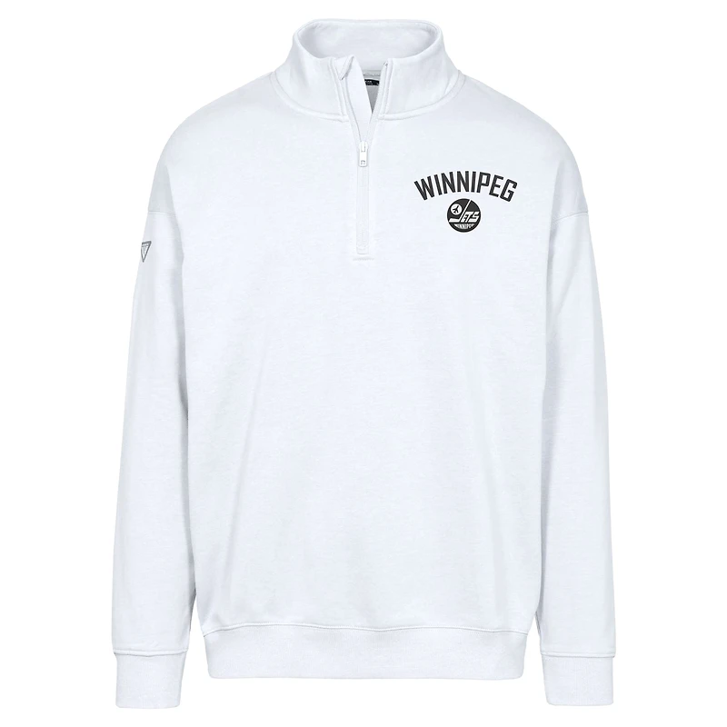 Sweat-shirt à glissière quart de tour Murray City Capsule pour homme, blanc, Levelwear, Winnipeg Jets
