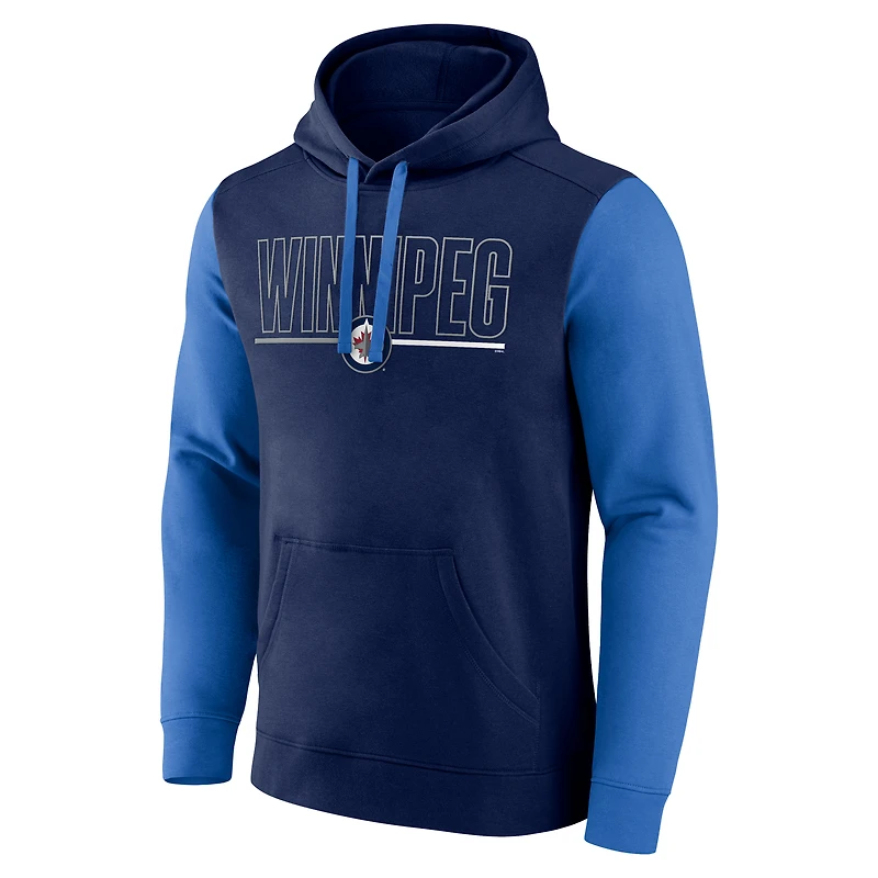 Men's Logo Athletic Navy Winnipeg Jets Deliver Fleece Pullover Hoodie