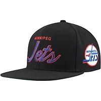 Casquette Snapback noire Mitchell & Ness des Jets de Winnipeg Core Team Script 2.0 pour hommes