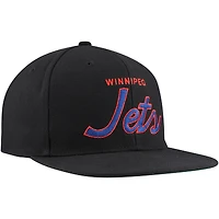 Casquette Snapback noire Mitchell & Ness des Jets de Winnipeg Core Team Script 2.0 pour hommes