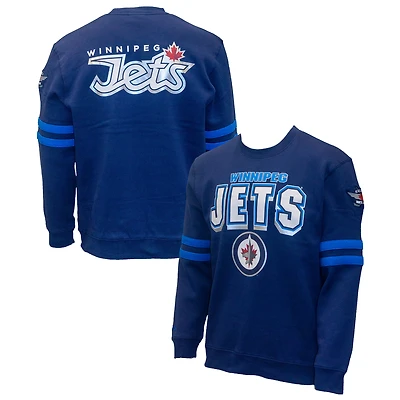 Men's Mitchell & Ness Navy Winnipeg Jets All Over Pullover Sweatshirt