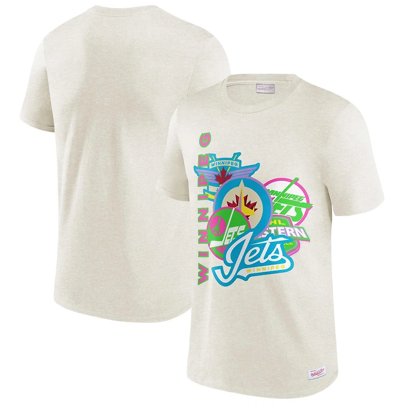 Men's Mitchell & Ness Oatmeal Winnipeg Jets Party Mix T-Shirt