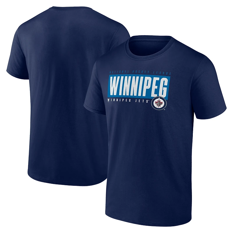 Men's Navy Winnipeg Jets Blocked Out T-Shirt