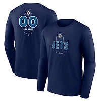 Men's Navy Winnipeg Jets Custom Midfielder Long Sleeve T-Shirt